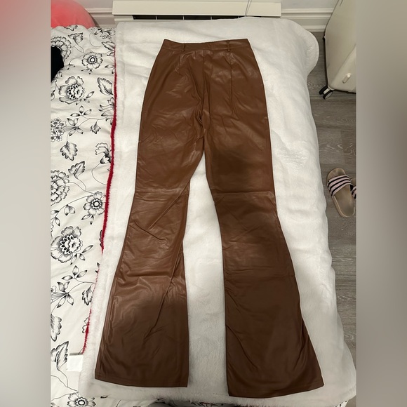 Brand new Pretty little thing flared vegan leather pants | size 4 - Picture 3 of 3